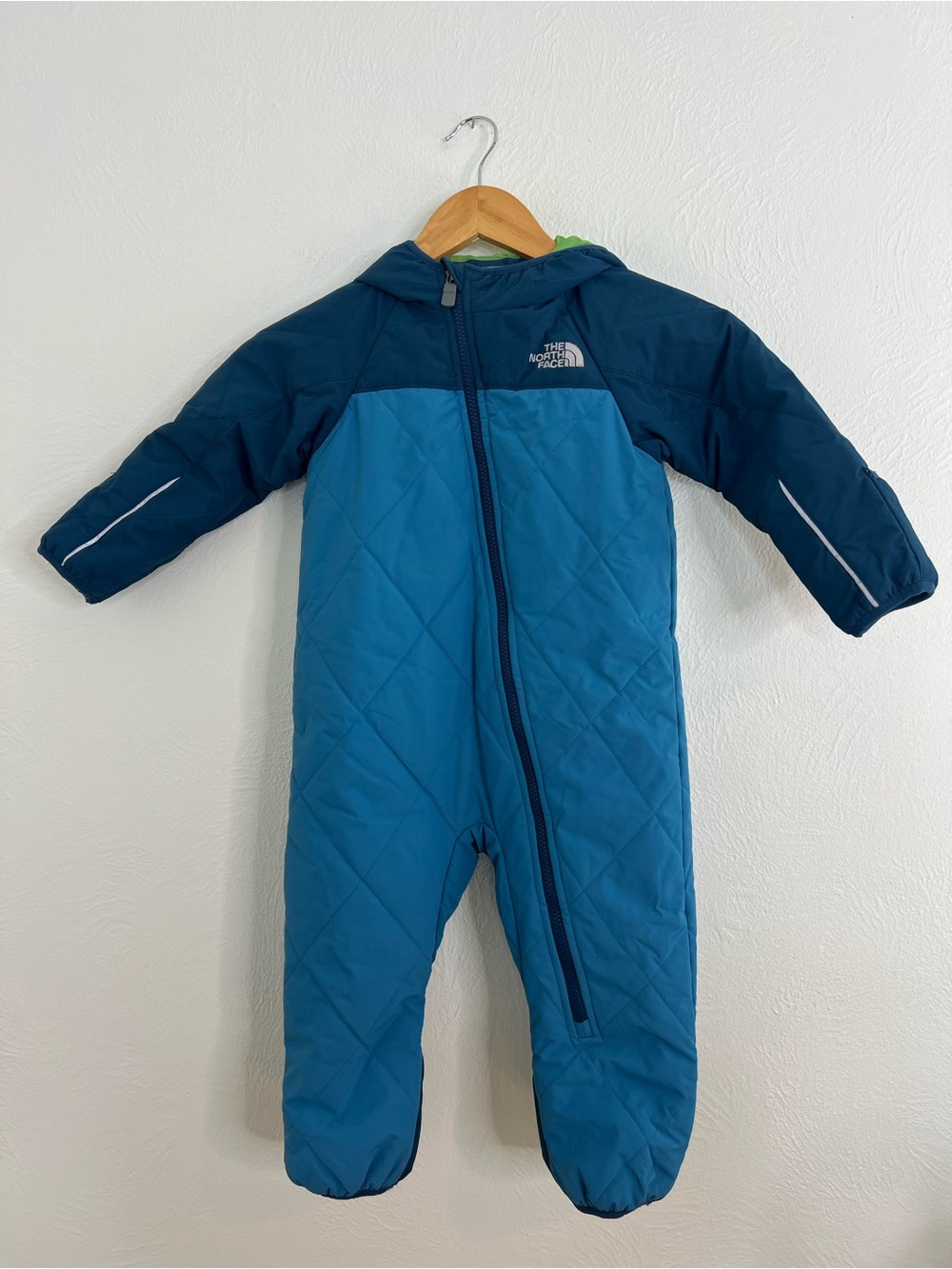 The North Face Two-Tone Blue Quilted Kids One-Piece Snowsuit size 18-24 months
